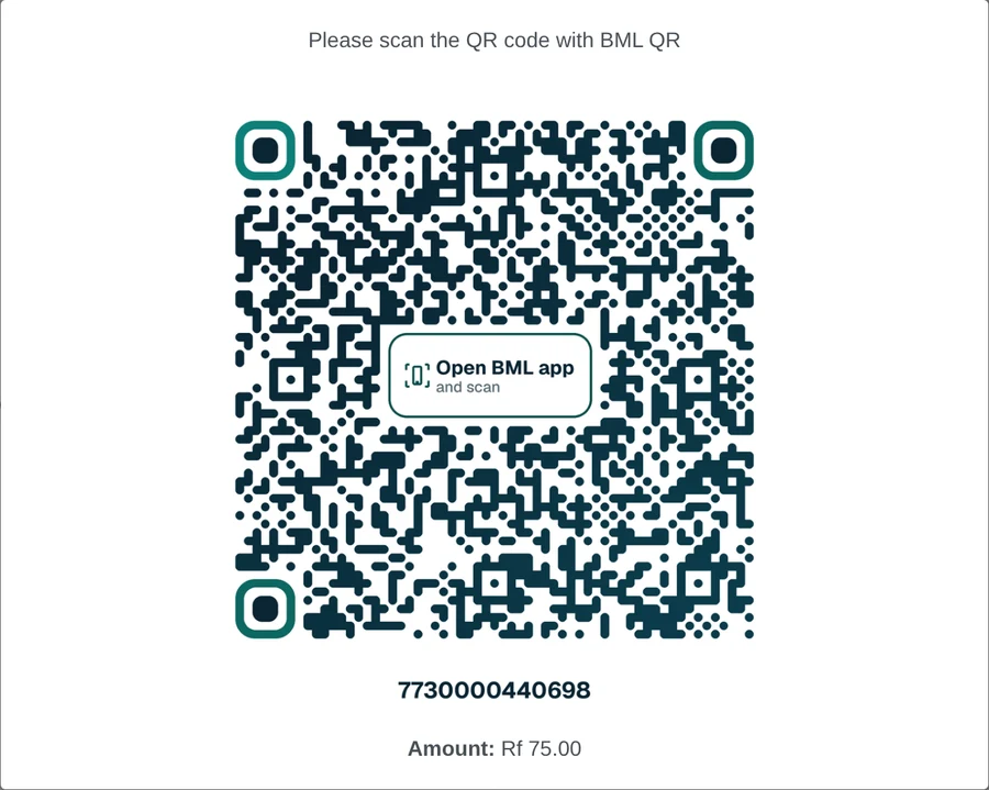 BML QR on the Odoo customer display